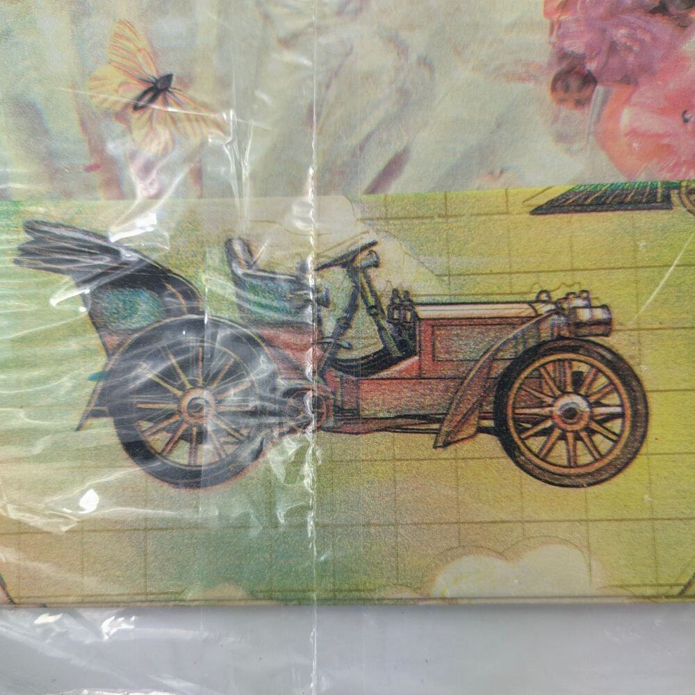 Vtg Holiday Wrapping Paper 12 Sheets 75 Sq Ft Automobiles Stamps Kids Music Map - Picture 11 of 13